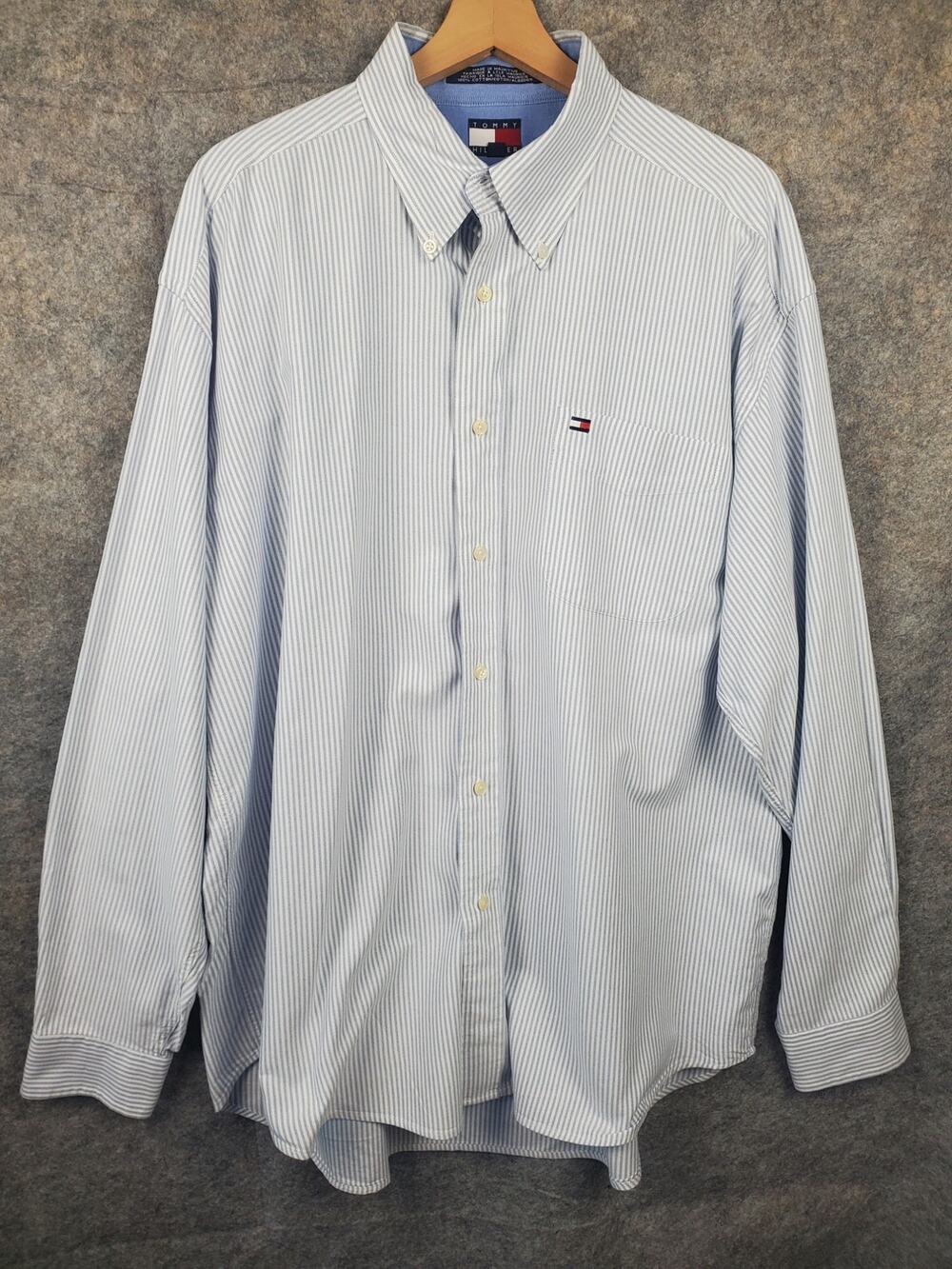 Men's Tommy Hilfiger XL Blue & White Stripe Button Down Shirt